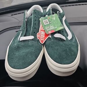 Vans Old Skool Pig Suede Women Size 7.5 Jungle White Green
